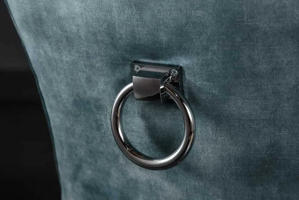 Eleganter Stuhl CASTLE petrol Samt Landhausstil mit Komfortgriff