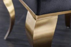Eleganter Stuhl MODERN BAROCK schwarz Samt goldene Stuhlbeine aus Edelstahl