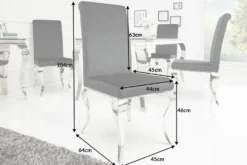 Eleganter Stuhl MODERN BAROCK schwarz Samt Stuhlbeine aus Edelstahl