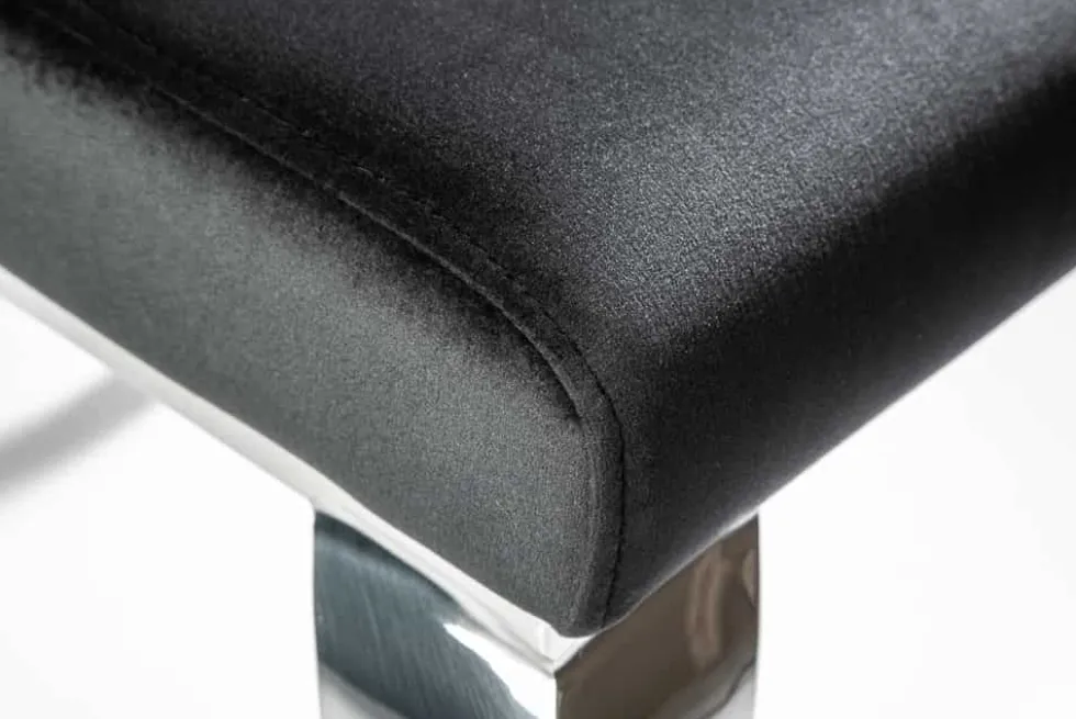 Eleganter Stuhl MODERN BAROCK schwarz Samt Stuhlbeine aus Edelstahl