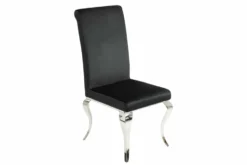 Eleganter Stuhl MODERN BAROCK schwarz Samt Stuhlbeine aus Edelstahl