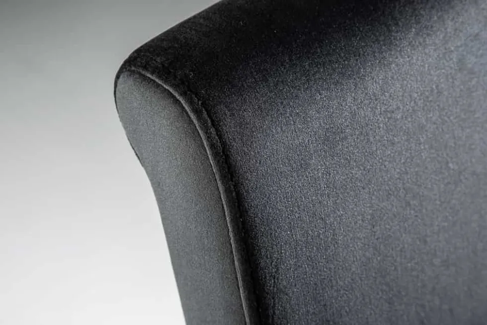 Eleganter Stuhl MODERN BAROCK schwarz Samt Stuhlbeine aus Edelstahl
