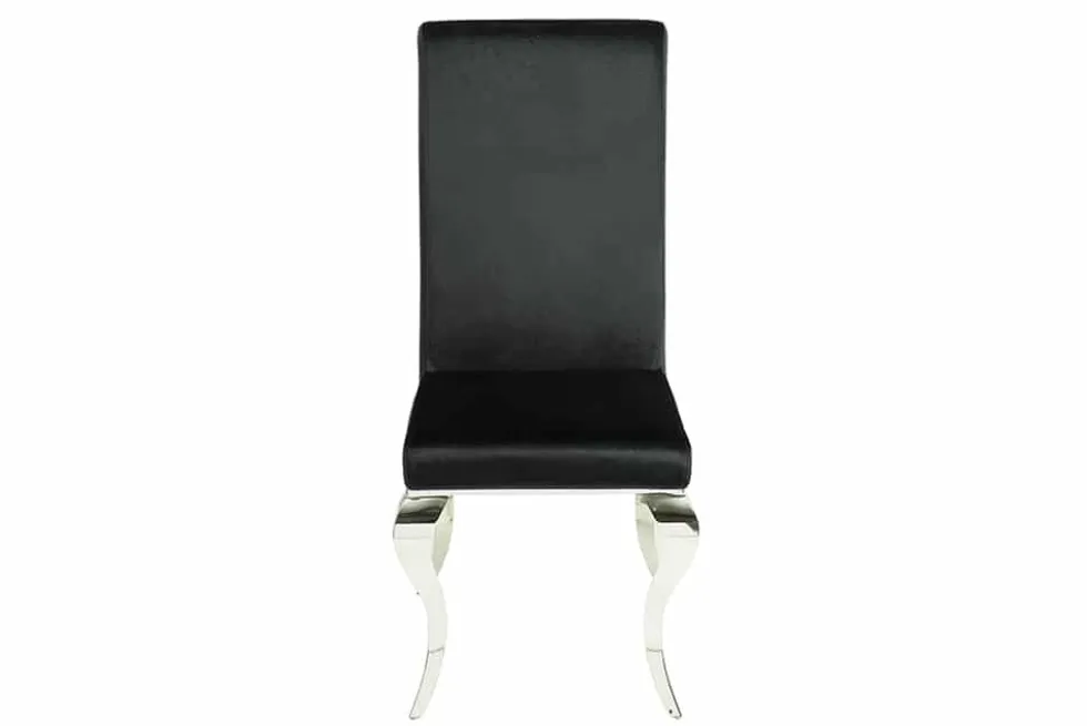 Eleganter Stuhl MODERN BAROCK schwarz Samt Stuhlbeine aus Edelstahl