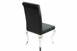 Eleganter Stuhl MODERN BAROCK schwarz Samt Stuhlbeine aus Edelstahl