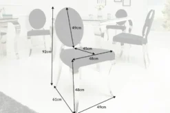 Eleganter Stuhl MODERN BAROCK schwarz Samt mit Knöpfen Edelstahlbeine