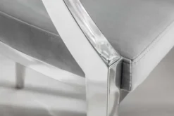 Eleganter Stuhl MODERN BAROCK edel-grau Samt mit Armlehnen und Zierknöpfen