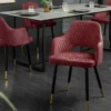 Eleganter Stuhl PARIS bordeaux Vogue Seidenstoff Samt goldene Fußkappen und Armlehnen
