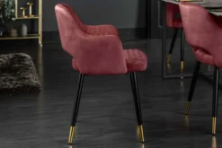 Eleganter Stuhl PARIS bordeaux Vogue Seidenstoff Samt goldene Fußkappen und Armlehnen