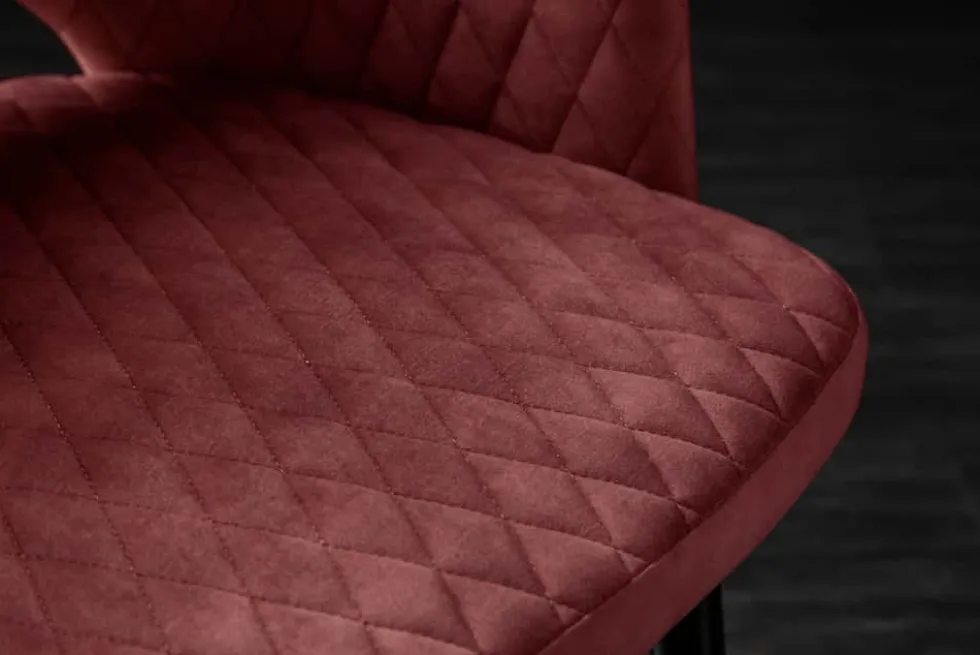 Eleganter Stuhl PARIS bordeaux Vogue Seidenstoff Samt goldene Fußkappen und Armlehnen