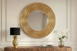 Eleganter Wandspiegel CIRCLE 100cm gold rund mit verziertem Rahmen