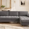 Elegantes Ecksofa COZY VELVET 260cm grau Samt Federkern 3-Sitzer