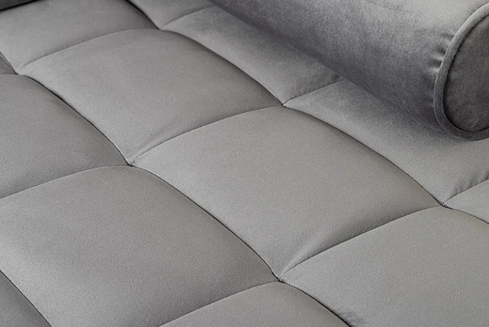 Elegantes Ecksofa COZY VELVET 260cm grau Samt Federkern 3-Sitzer