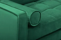 Elegantes Ecksofa COZY VELVET 260cm smaragdgrün Samt Federkern 3-Sitzer