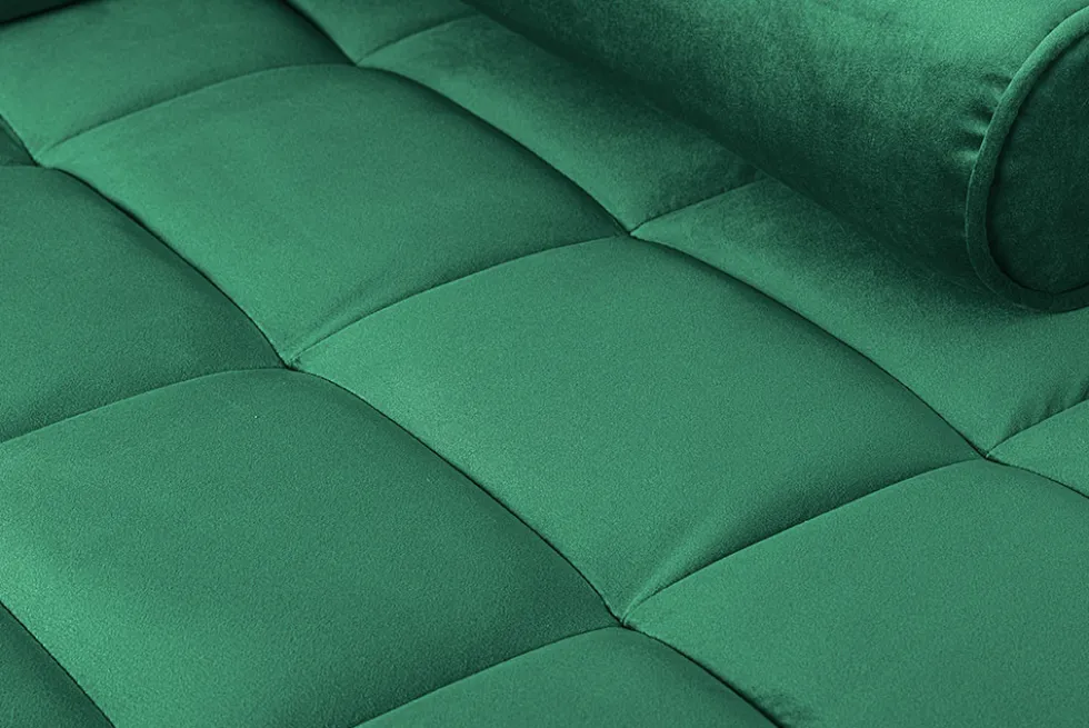 Elegantes Ecksofa COZY VELVET 260cm smaragdgrün Samt Federkern 3-Sitzer