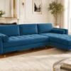 Elegantes Ecksofa COZY VELVET 260cm blau petrol Samt Federkern 3-Sitzer