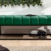 Elegante Sitzbank PETIT BEAUTÉ 110cm smaragdgrün Samt schwarzes Gestell