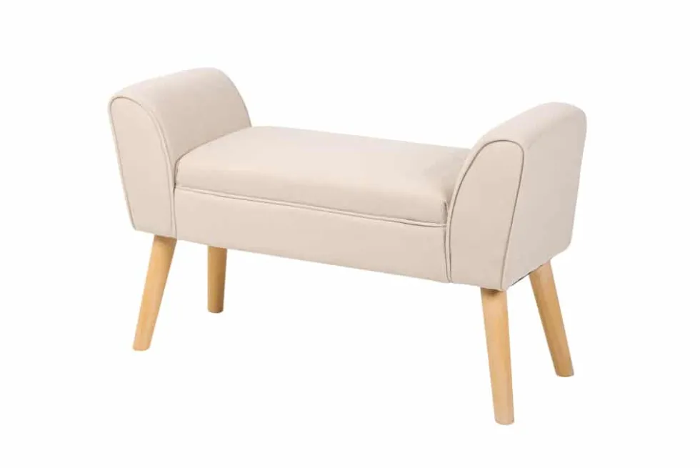 Elegante Sitzbank SCARLETT 90cm beige mit Armlehnen