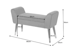 Elegante Sitzbank SCARLETT 90cm beige mit Armlehnen