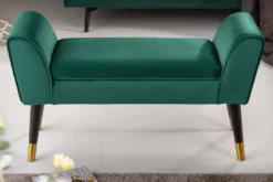 Elegante Sitzbank SCARLETT 90cm smaragdgrün Samt mit Armlehnen