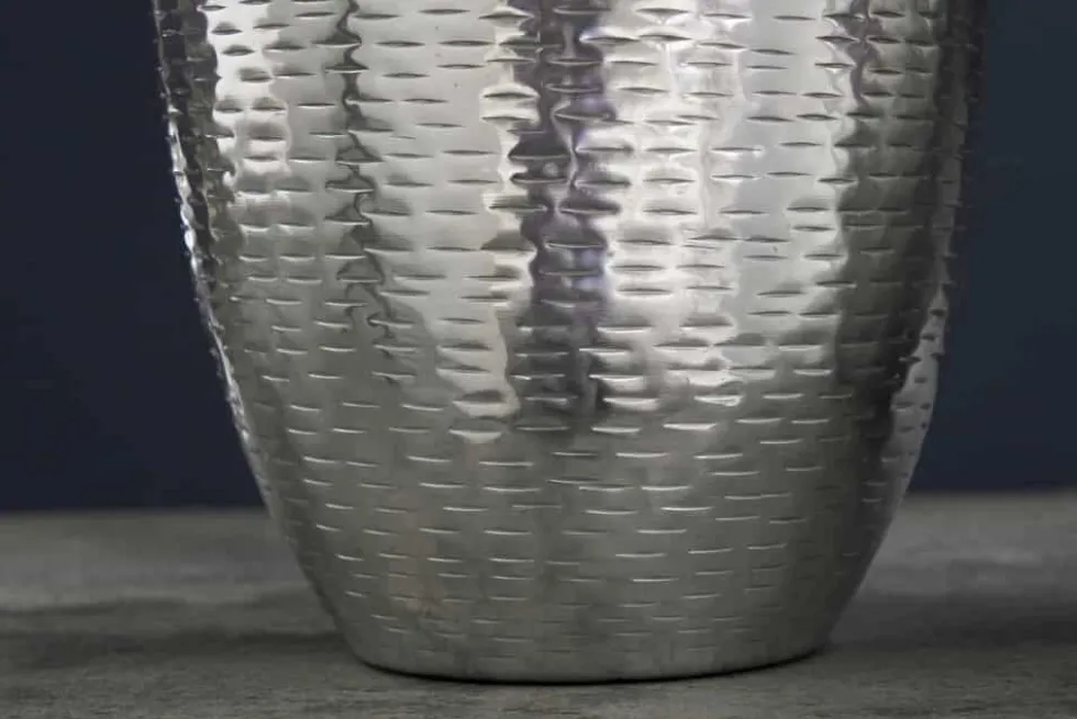 Elegantes Vasen 2er Set ORIENTAL 32cm silber im Rice Hammerschlag Design