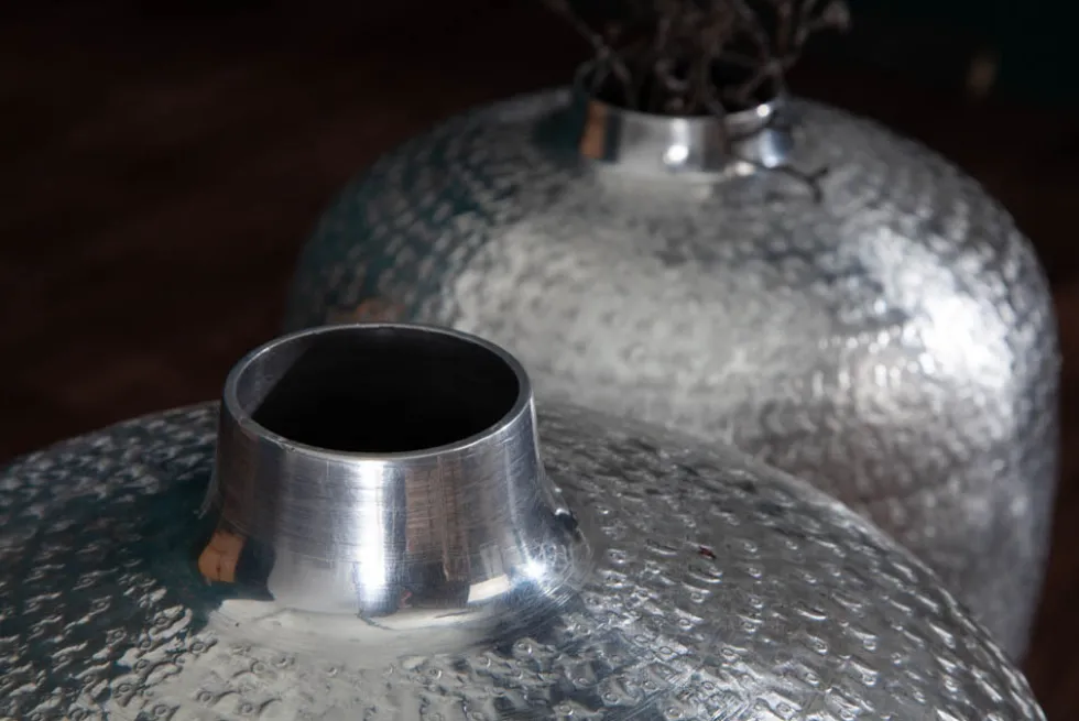 Elegantes Vasen 2er Set ORIENTAL 33cm silber in Handarbeit verziert