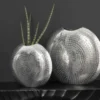 Elegantes Vasen 2er Set ORIENTAL 44cm silber im Grid Hammerschlag Design