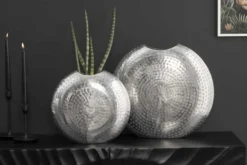 Elegantes Vasen 2er Set ORIENTAL 44cm silber im Grid Hammerschlag Design