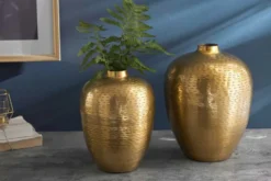 Elegantes Vasen 2er Set ORIENTAL 32cm gold im Rice Hammerschlag Design