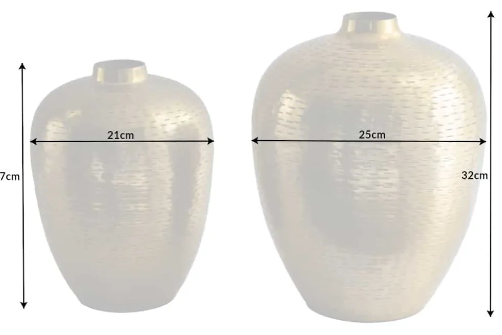 Elegantes Vasen 2er Set ORIENTAL 32cm gold im Rice Hammerschlag Design