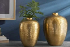 Elegantes Vasen 2er Set ORIENTAL 32cm gold im Rice Hammerschlag Design
