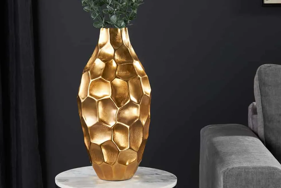 Elegante Vase ORGANIC ORIENT 45cm gold Hammerschlag Design