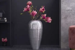 Elegante Vase ORIENTAL 50cm silber im Wild Hammerschlag Design