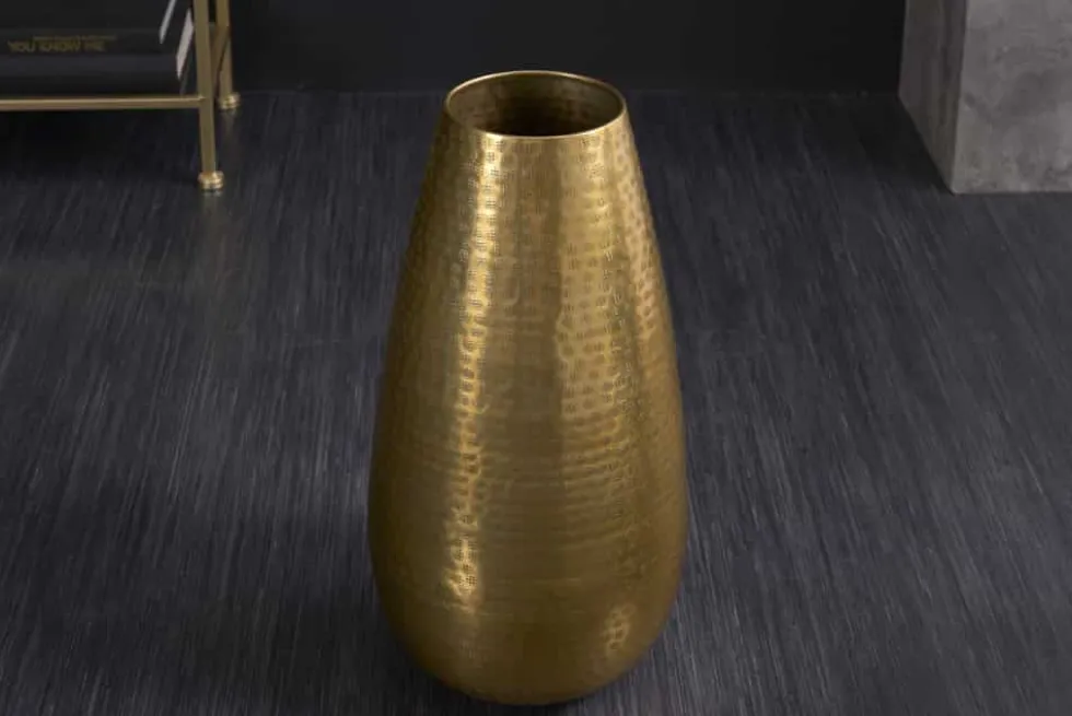 Elegante Vase ORIENT 50cm gold im Grid Hammerschlag Design