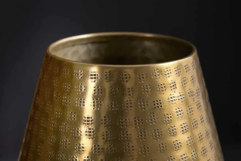 Elegante Vase ORIENT 50cm gold im Grid Hammerschlag Design