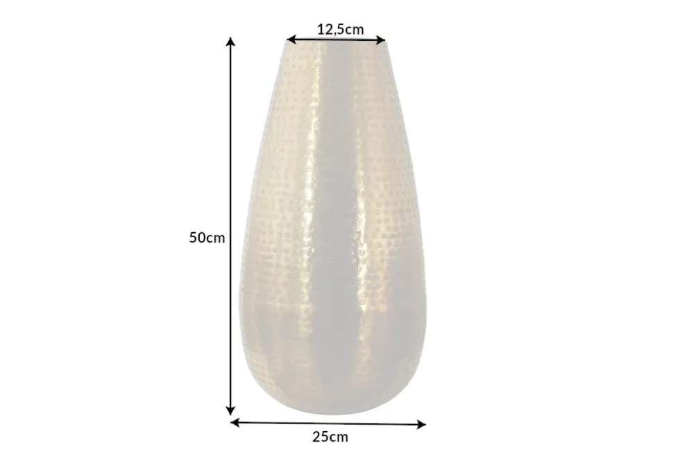 Elegante Vase ORIENT 50cm gold im Grid Hammerschlag Design