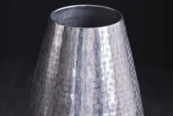 Elegante Vase ORIENT 50cm silber im Grid Hammerschlag Design