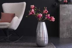 Elegante Vase ORIENT 50cm silber im Grid Hammerschlag Design