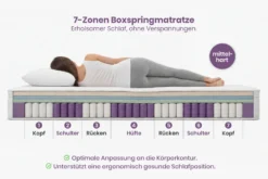 Ergonomische Boxspringmatratze CLOUD FLEX 160x200cm Tonnentaschenfederkern 7-Zonen