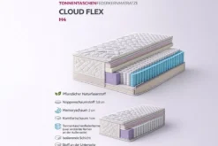 Ergonomische Matratze mit Topper CLOUD FLEX 180x200cm Tonnentaschenfederkern 7-Zonen