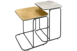 2er Set Beistelltisch ABSTRACT 55cm gold silber schwarz Metall handmade