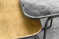 2er Set Beistelltisch ABSTRACT 55cm gold silber schwarz Metall handmade