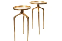 2er Set Beistelltische ABSTRACT 60cm gold Metall rund Shabby Chic Design