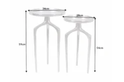 2er Set Beistelltische ABSTRACT 60cm silber Metall rund Shabby Chic Design
