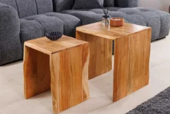 2er Set Beistelltische MAMMUT 55cm braun massives Akazienholz