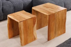 2er Set Beistelltische MAMMUT 55cm braun massives Akazienholz