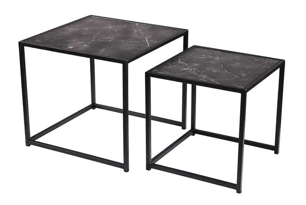 2er Set Beistelltische SLIM LINE 50cm graphit Metall Couchtische