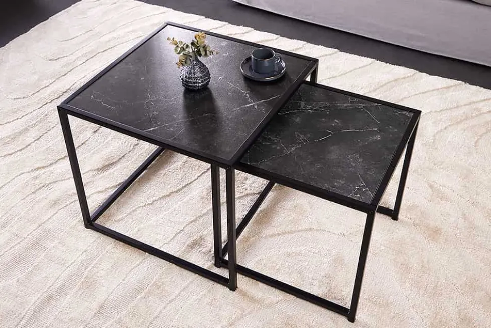 2er Set Beistelltische SLIM LINE 50cm graphit Metall Couchtische