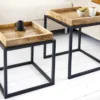 2er Set Beistelltisch SERVITEUR 50cm natur Mangoholz schwarzes Metallgestell Couchtische massiv