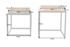 2er Set Beistelltisch SERVITEUR 50cm natur Mangoholz schwarzes Metallgestell Couchtische massiv