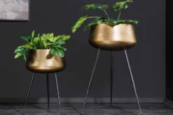 2er Set Blumentopf FLOWERS 65cm messing gold schwarz Hammerschlag-Design